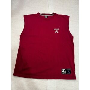 Starter Team Alabama Crimson Tide Sleeveless T-Shirt Mens Large Red Embroidered